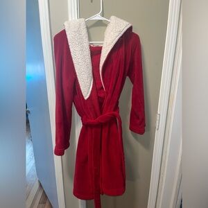 Victoria's Secret Red Robe with Cream Sherpa Collar